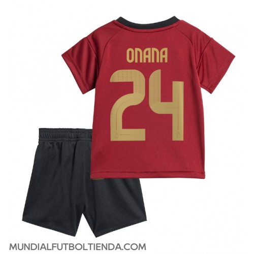 Camiseta Bélgica Amadou Onana #24 Primera Equipación Replica Eurocopa 2024 para niños mangas cortas (+ Pantalones cortos)